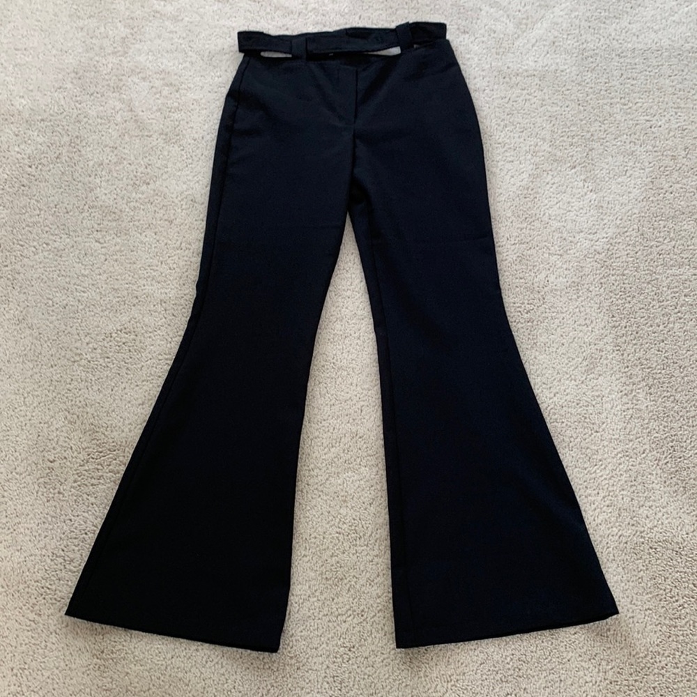 EUC Vintage Black Flare Trousers with cut-out waist